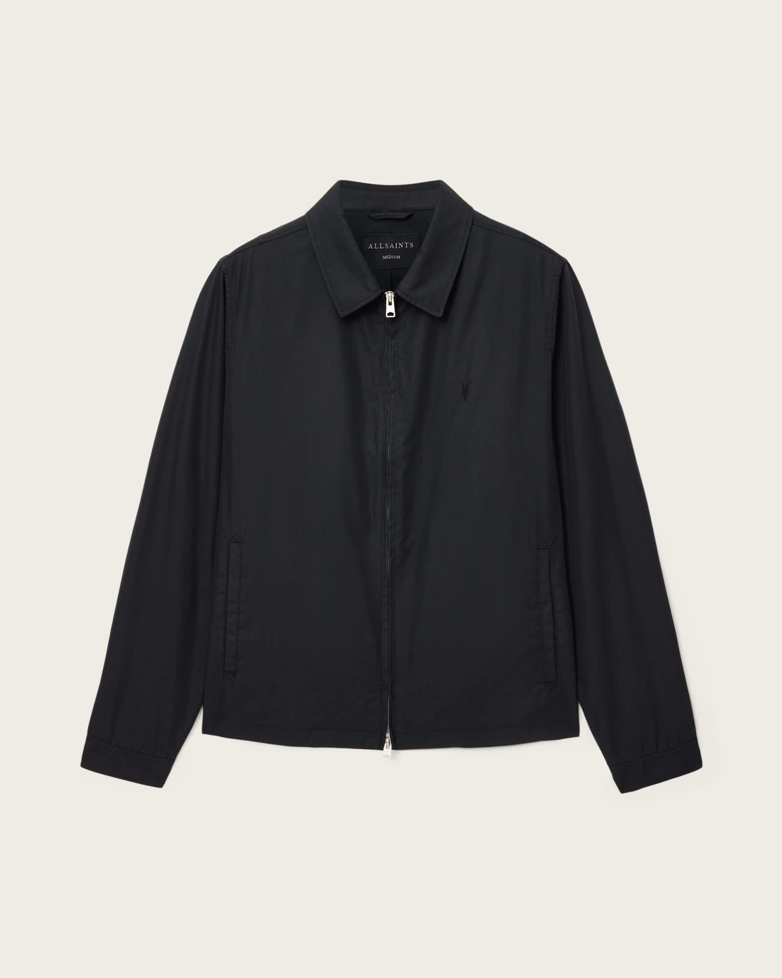 Trey Black Ramskull Pointed Collar Jacket Jet Black | ALLSAINTS US Product Image