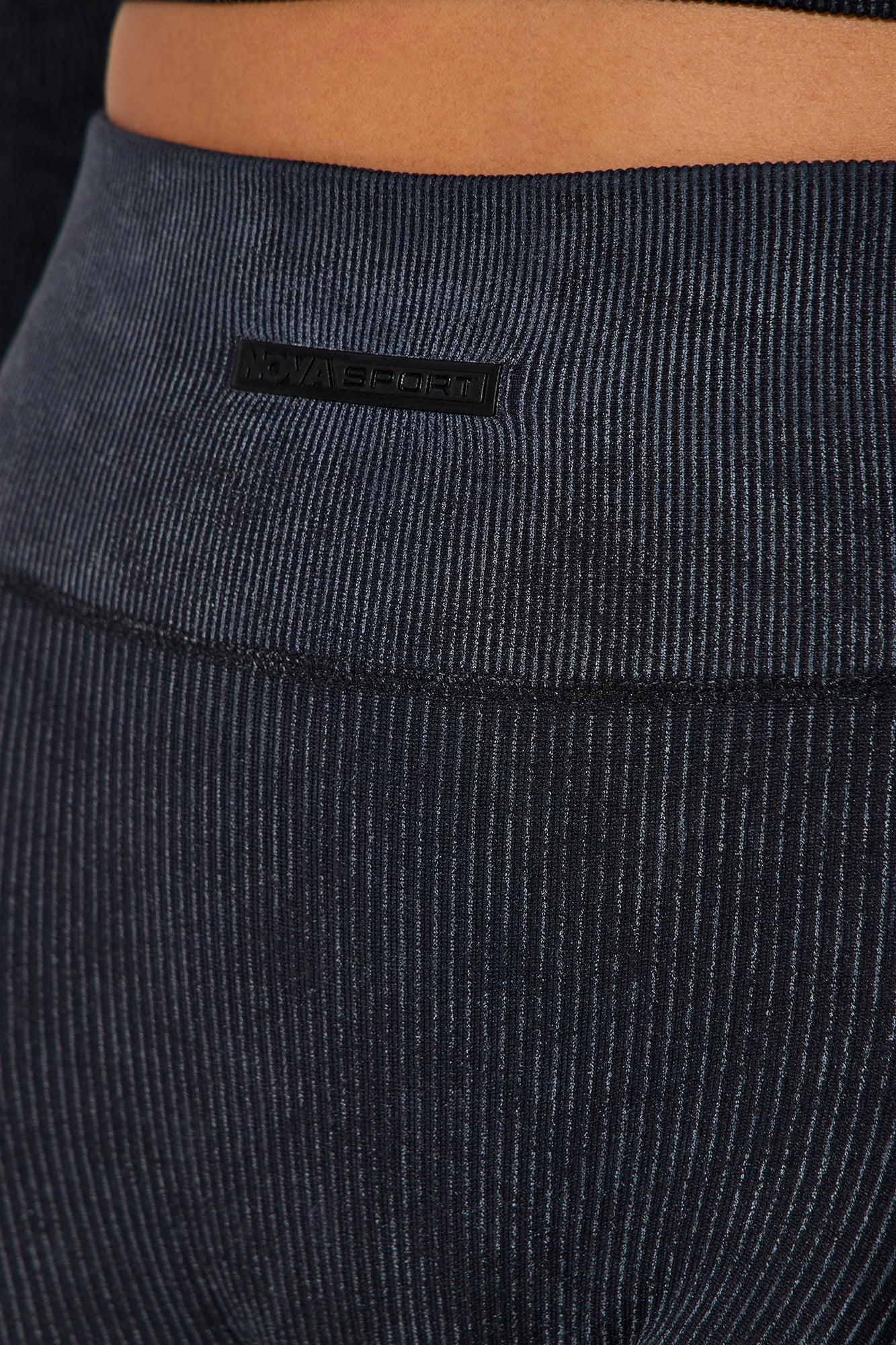 Fighter Ribbed Active Legging Washed Effortless Seamless - Black Product Image