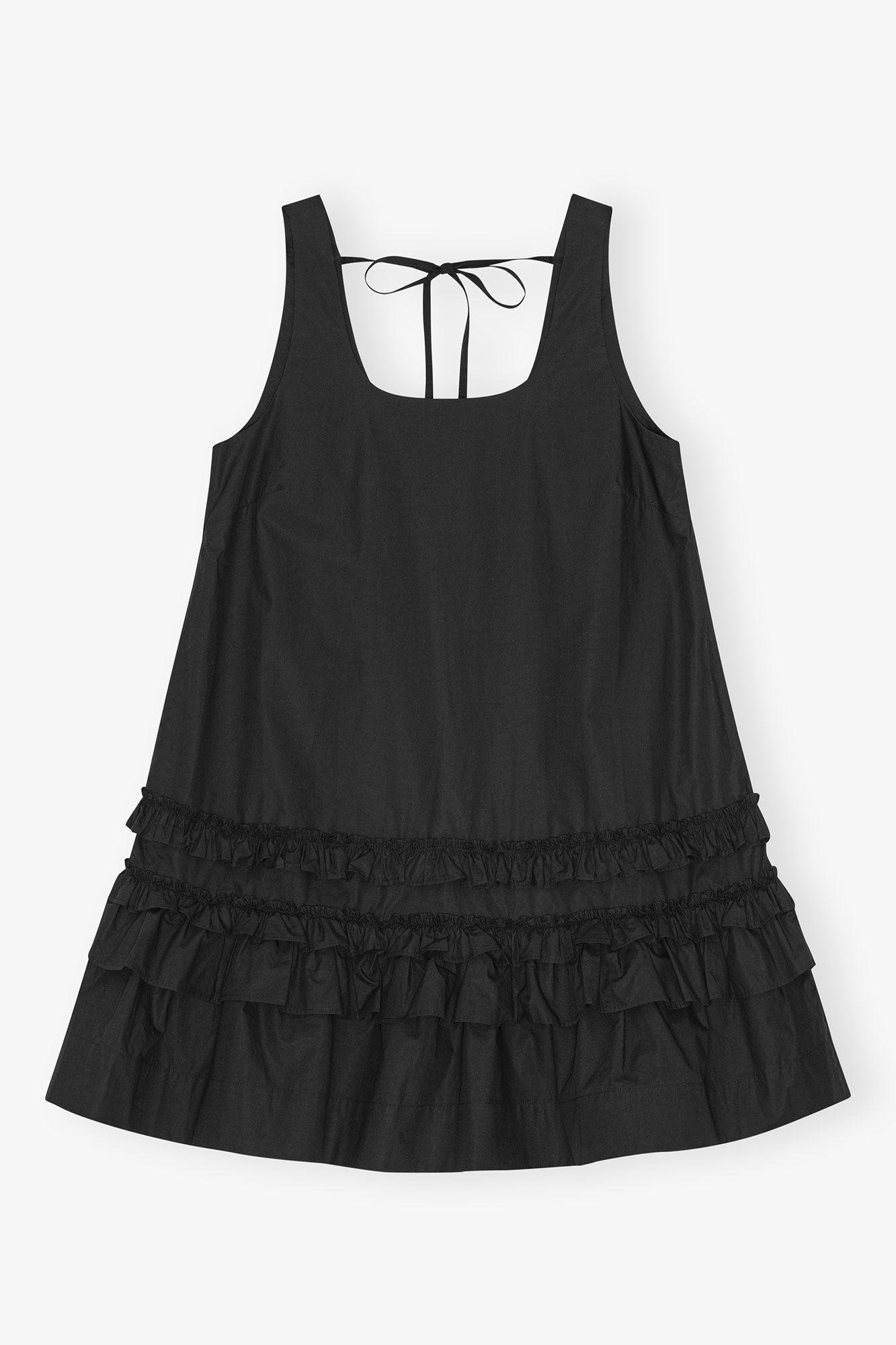 Black Cotton Poplin Mini Dress Product Image