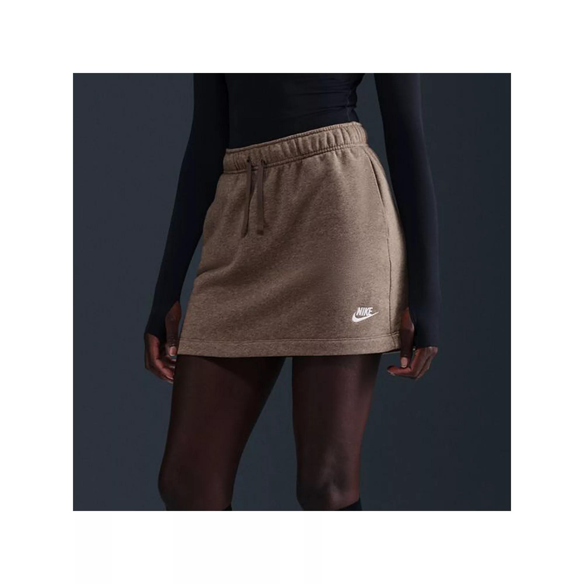 Women's Nike Club Fleece Mid-Rise Skirt, Size: Large, Mink Brown Grey Product Image