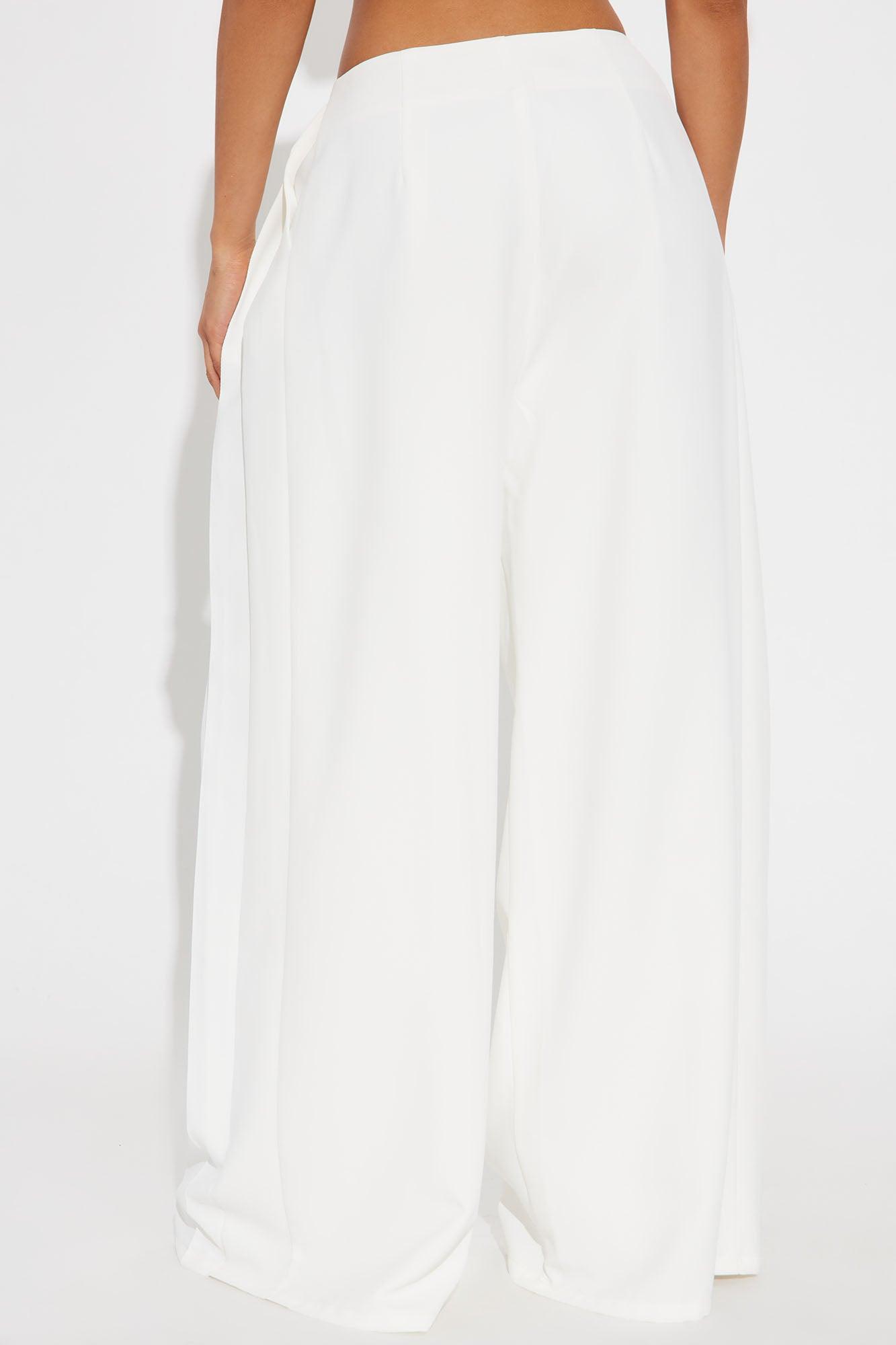 Blaire Wide Leg Trouser - White Product Image