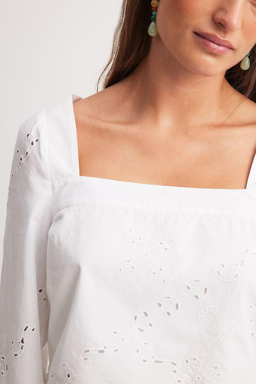 Embroidery Detail Square Neck Blouse Product Image