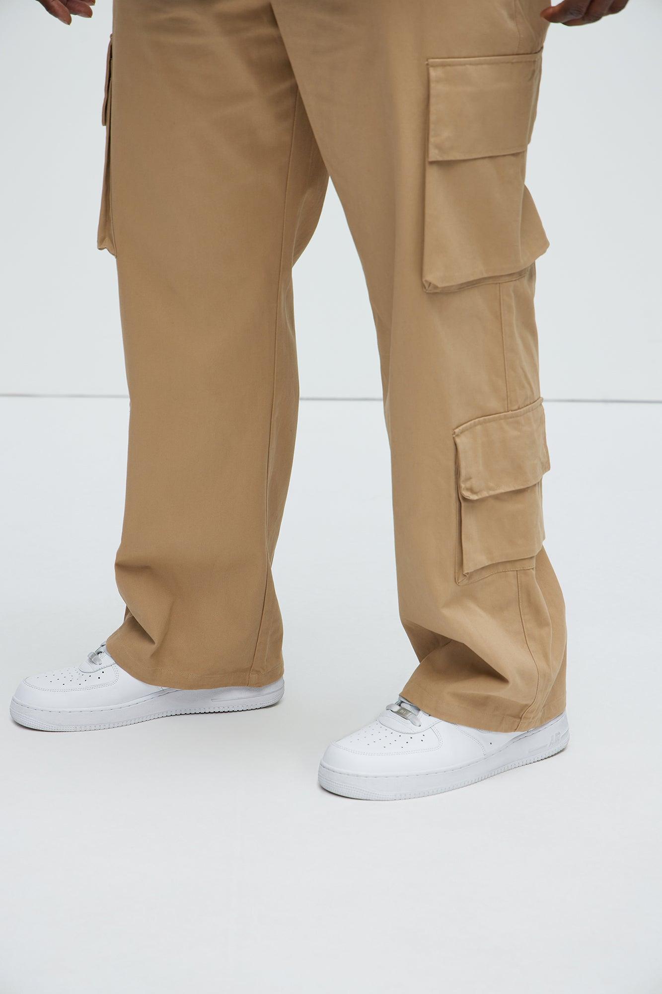 Loose Screw Baggy Cargo Pants - Khaki Product Image