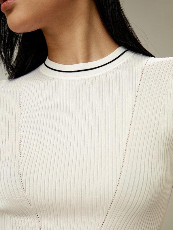 Ribbed Knit Silk Crop Top Product Image