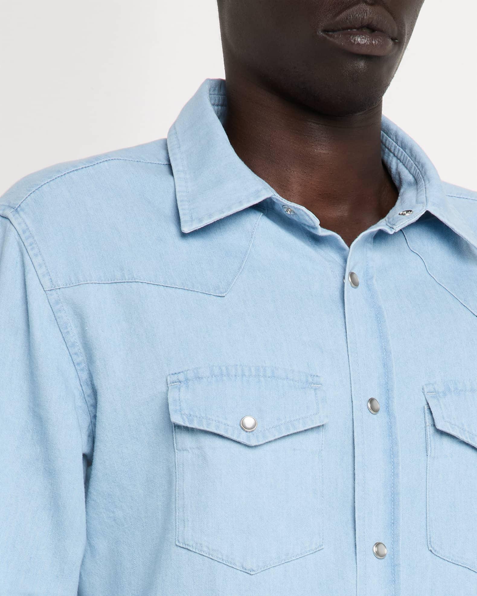 Men's Chambray Slim Fit Snap-Front Western Shirt Product Image