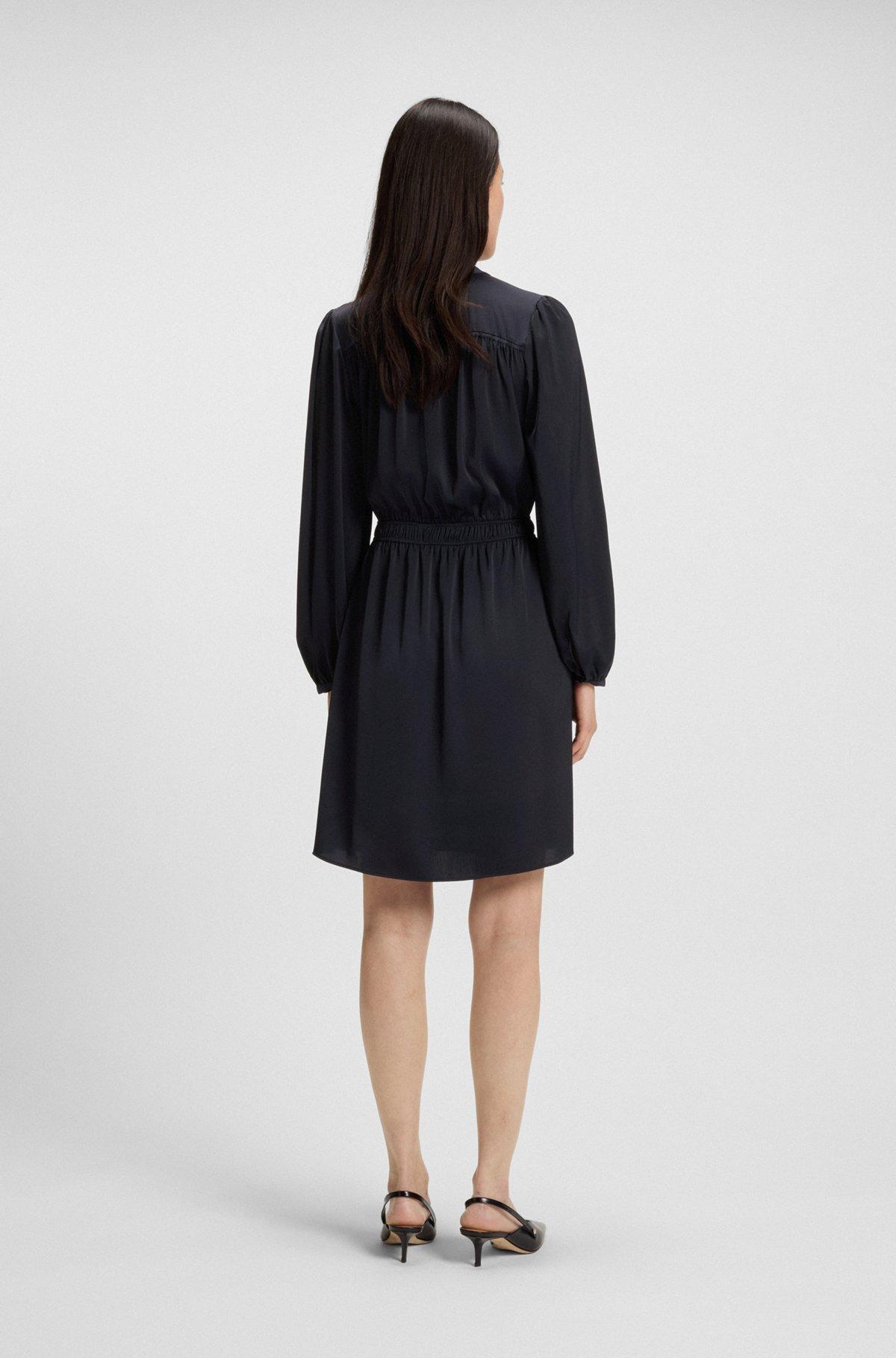BOSS - Crinkle-satin mini dress with gathered details - Dark Blue Product Image