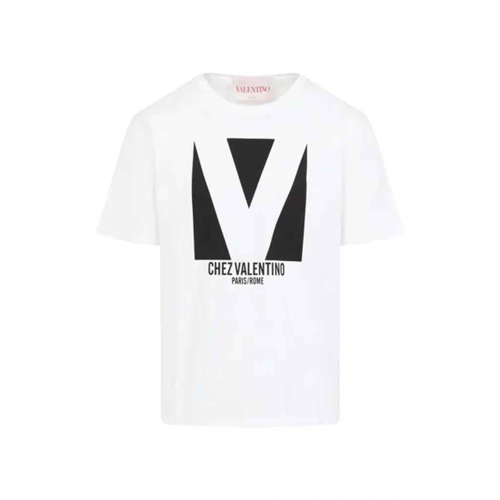 VALENTINO Mens Avorio Logo-print Crew-neck Cotton-jersey T-shirt Product Image