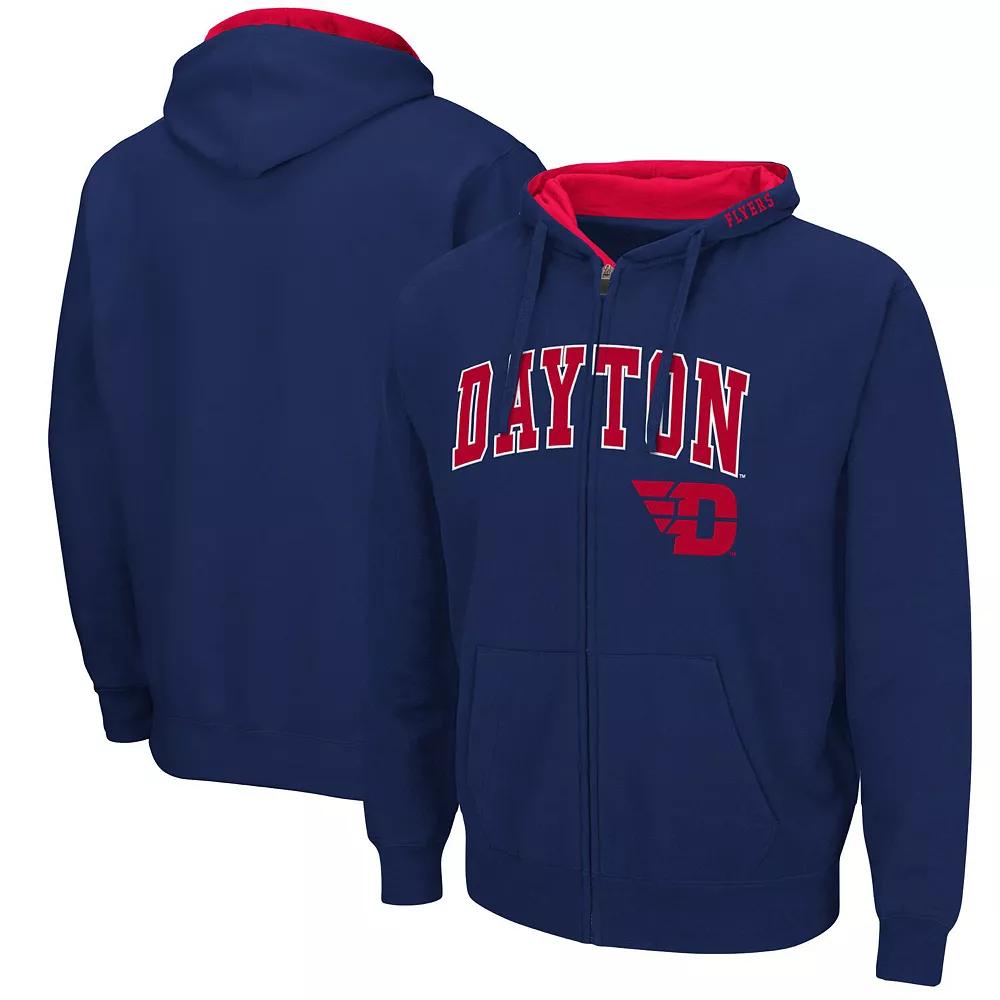 Men's Colosseum Navy Dayton Flyers Arch & Logo 3.0 Full-Zip Hoodie,  Product Image