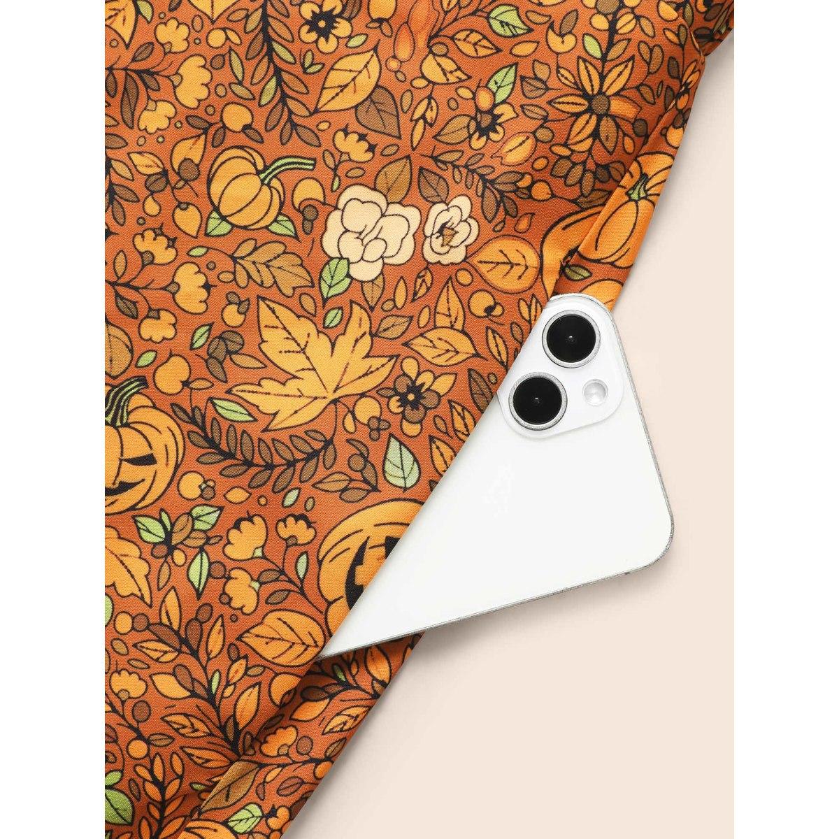 Plus Size Pumpkin Print Suspender Midi Dress Amber Women Casual Non Party Curvy Bloomchic 28/5X Product Image