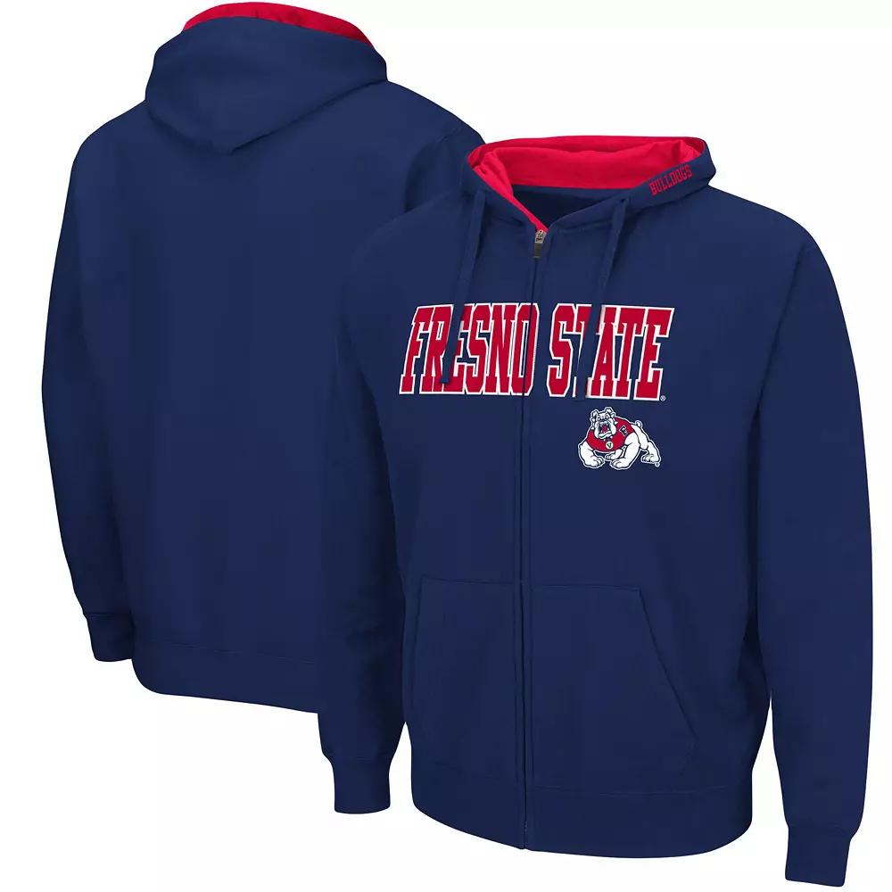 Men's Colosseum Navy Fresno State Bulldogs Arch & Logo 3.0 Full-Zip Hoodie,  Product Image