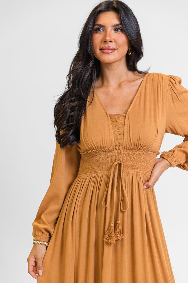 Lucky To Have You Camel Maxi Dress SALE Product Image