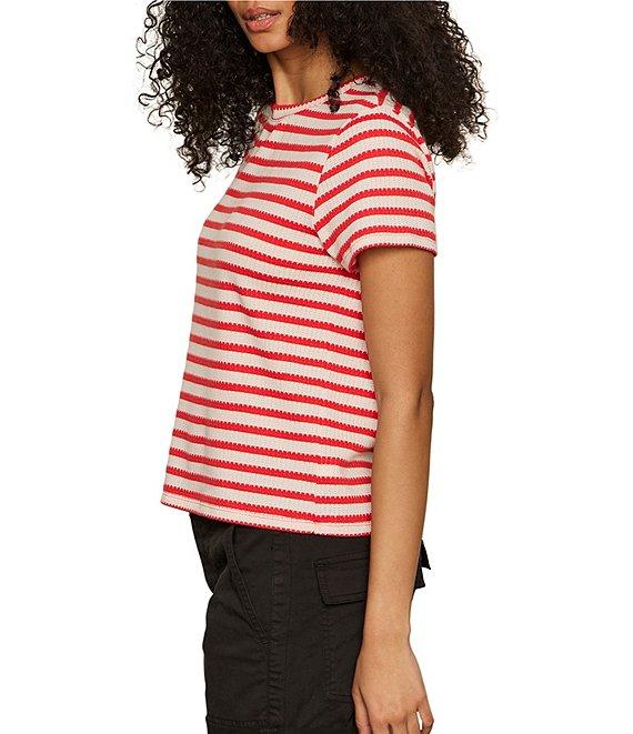 Sanctuary Perfect Textured Stripe Print Crew Neck Short Sleeve Tee Product Image