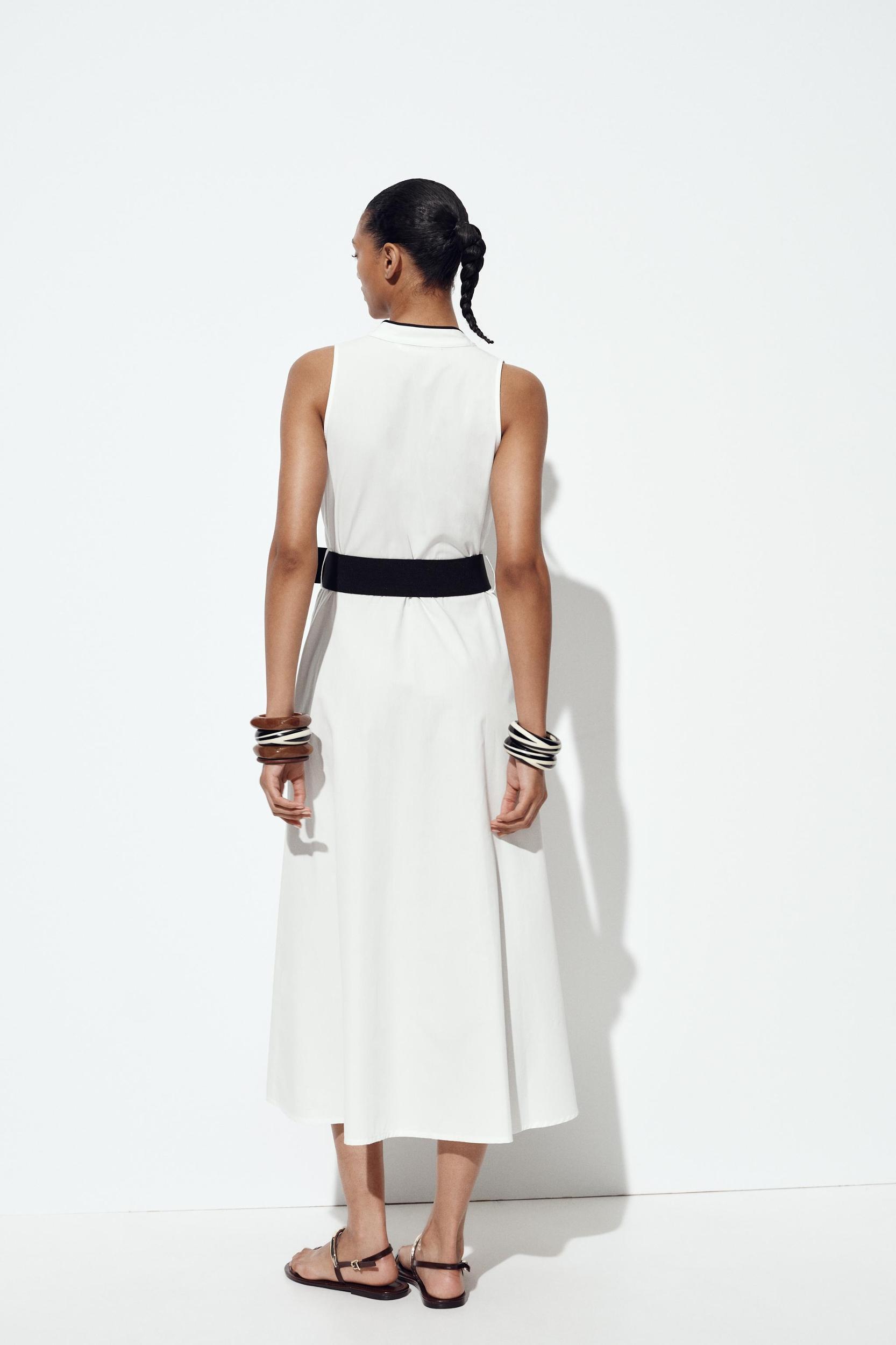 CONTRAST TRIM POPLIN MIDI DRESS Product Image