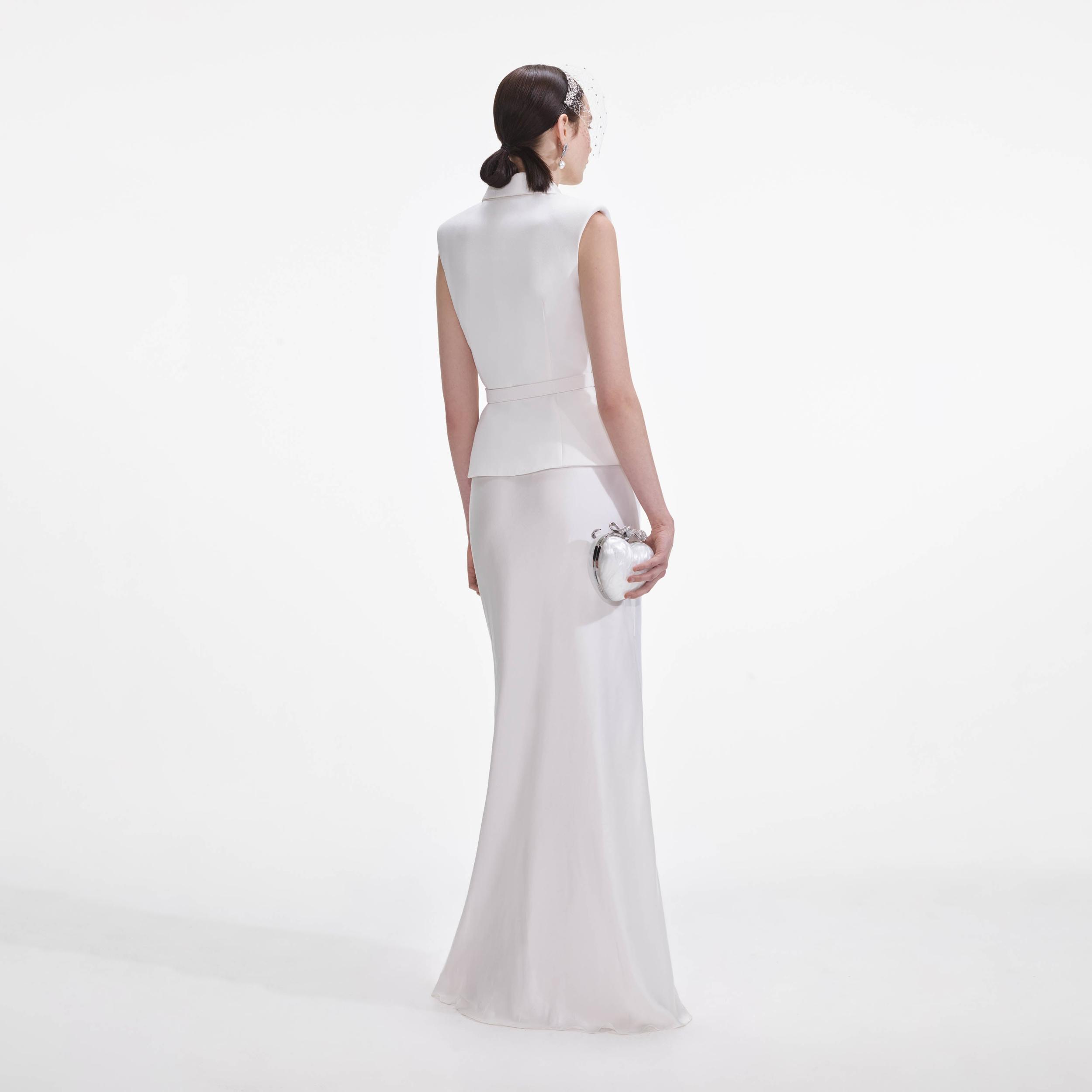 White Crepe Maxi Dress Product Image