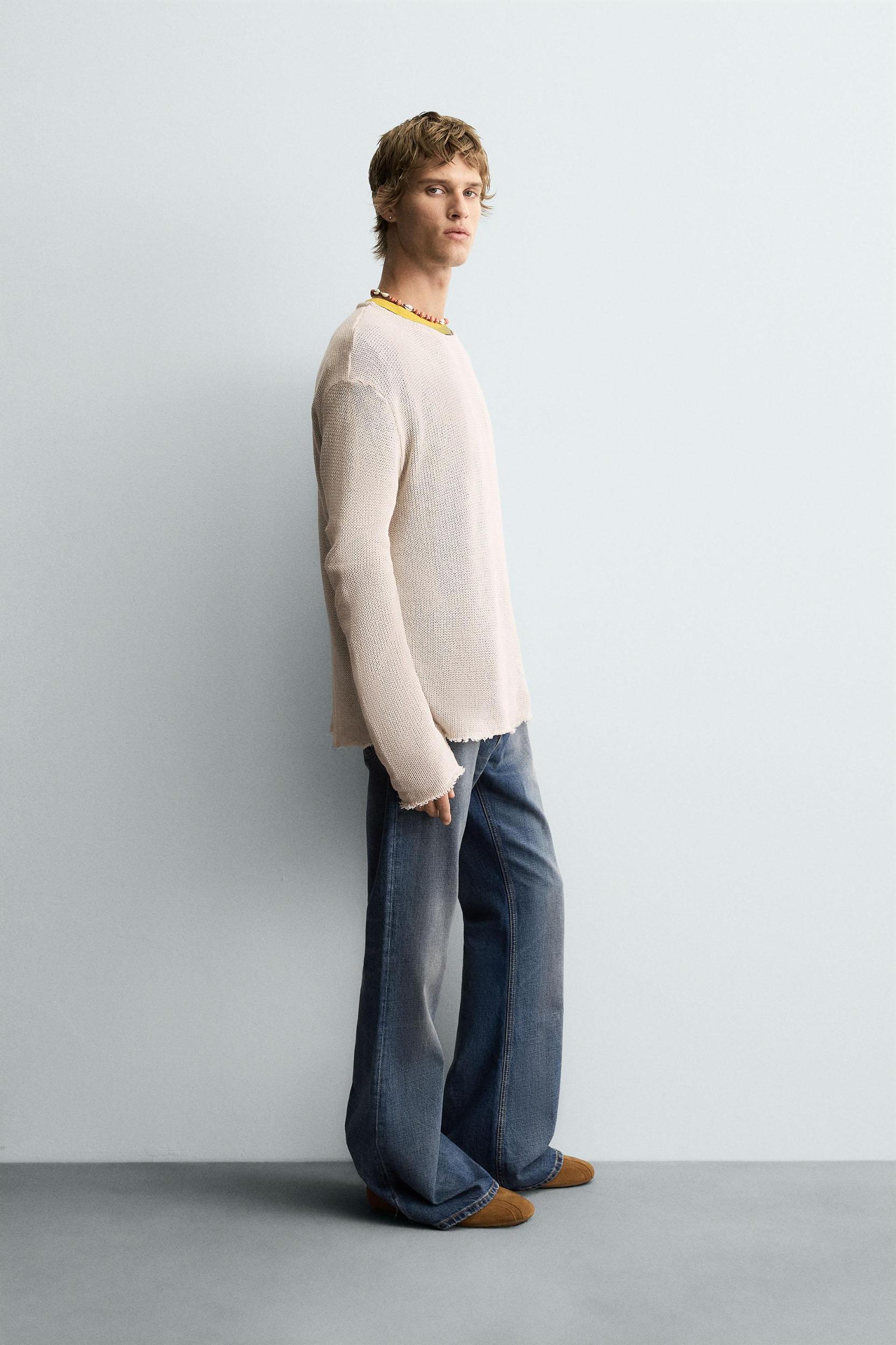 TEXTURED KNIT SWEATER WITH CUTOUTS Product Image