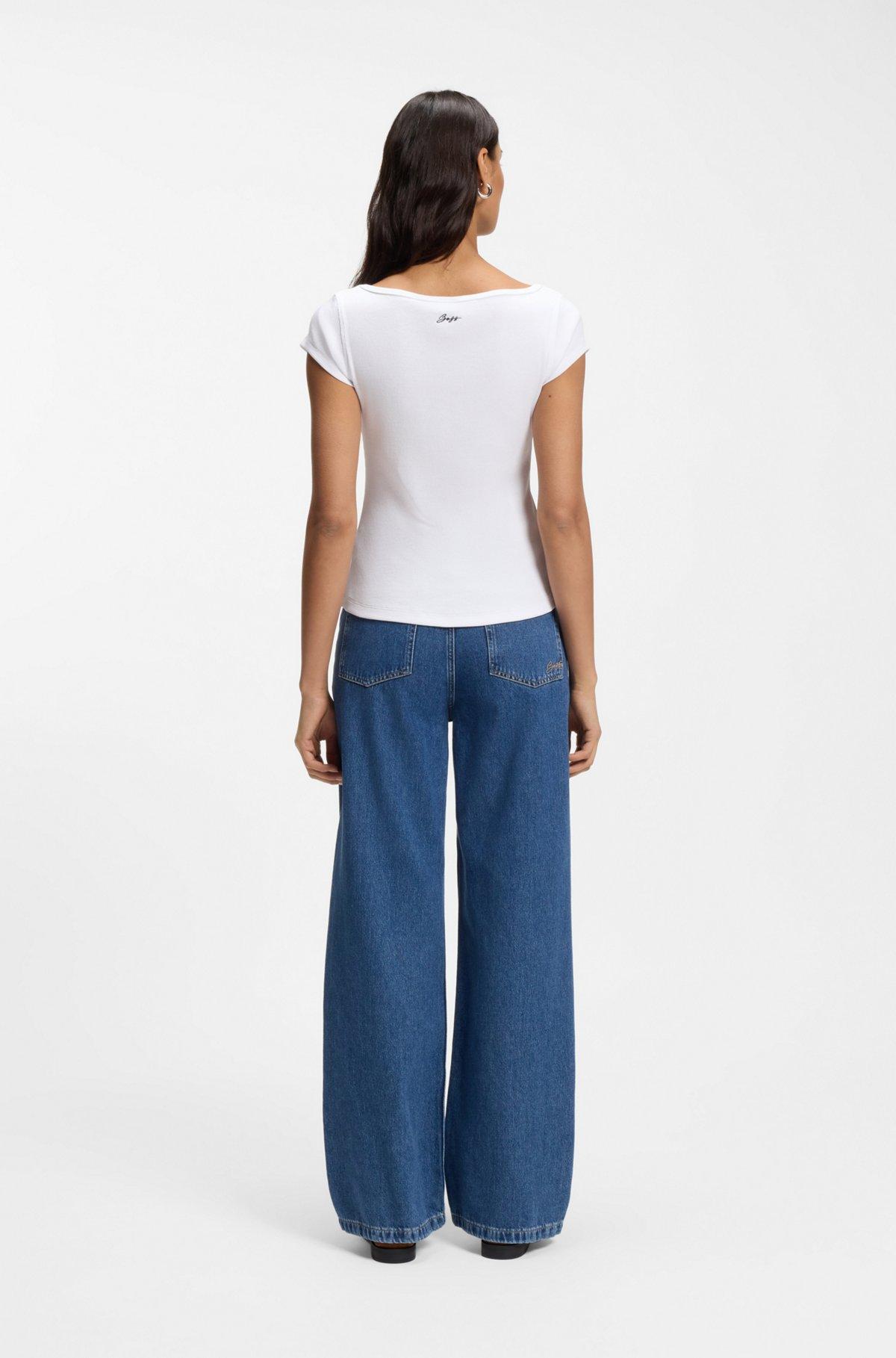 Stretch-cotton slim-fit T-shirt with artwork Product Image