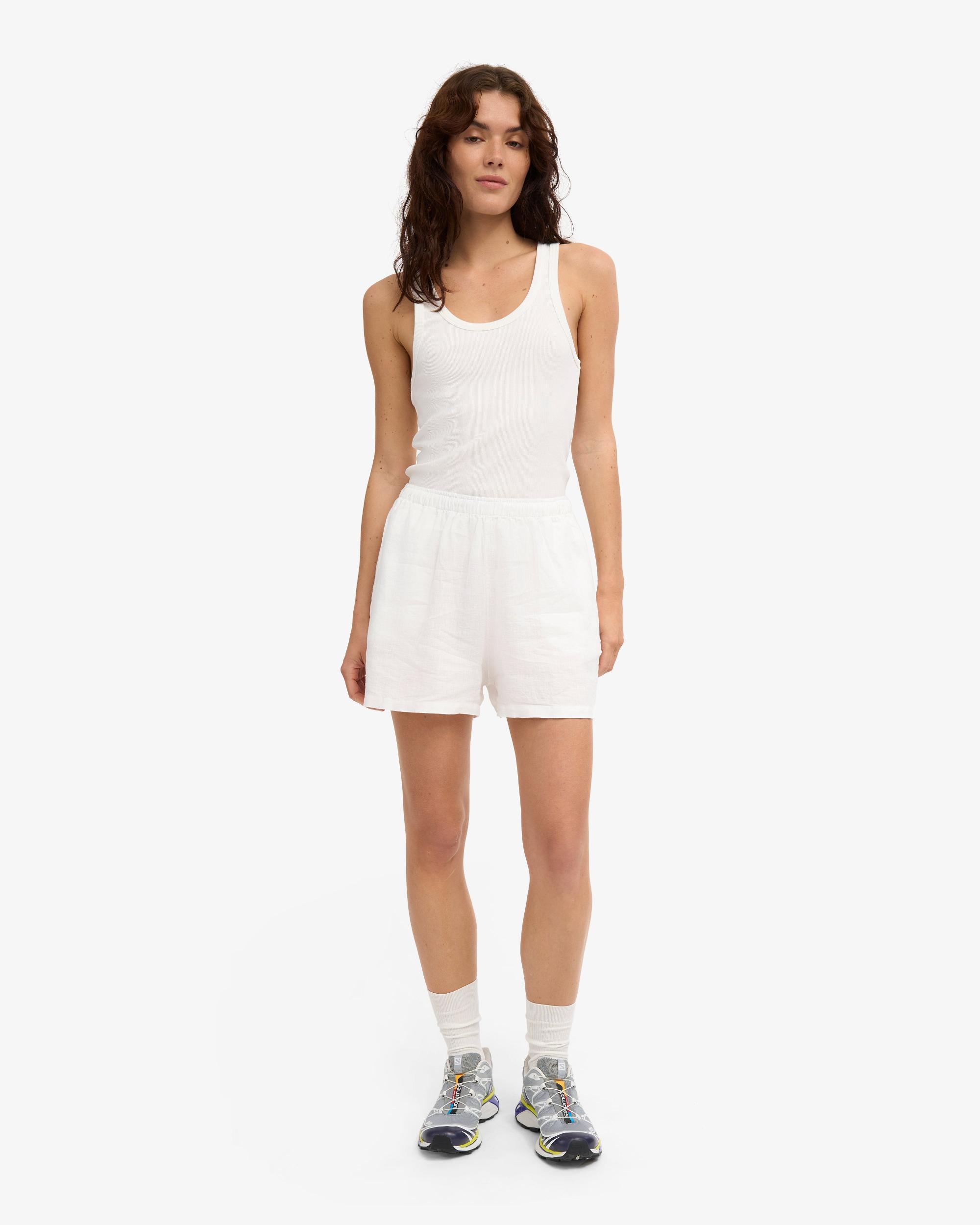 Linen Shorts - Optical White Product Image