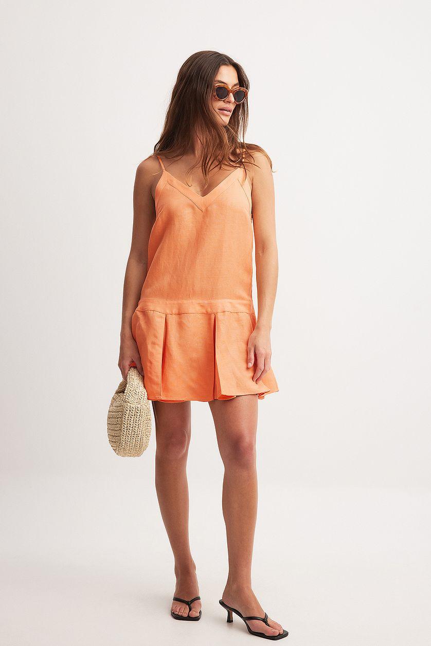 Linen Blend V-neck Mini Dress Product Image