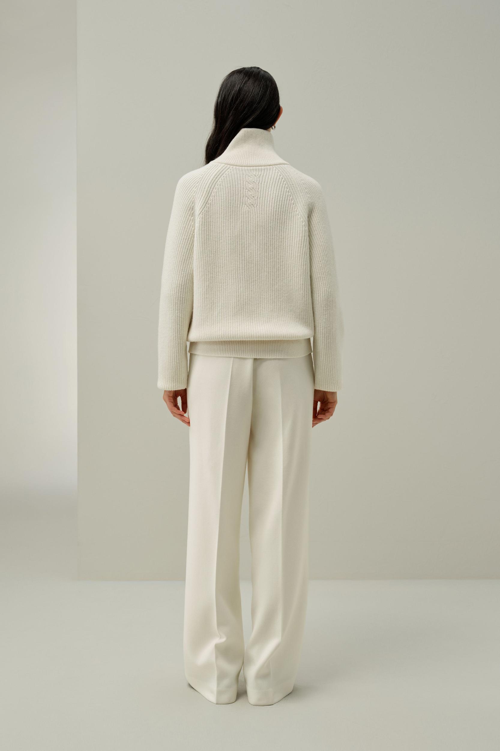 Ribbed-knit Turtleneck Zip Cardigan Product Image