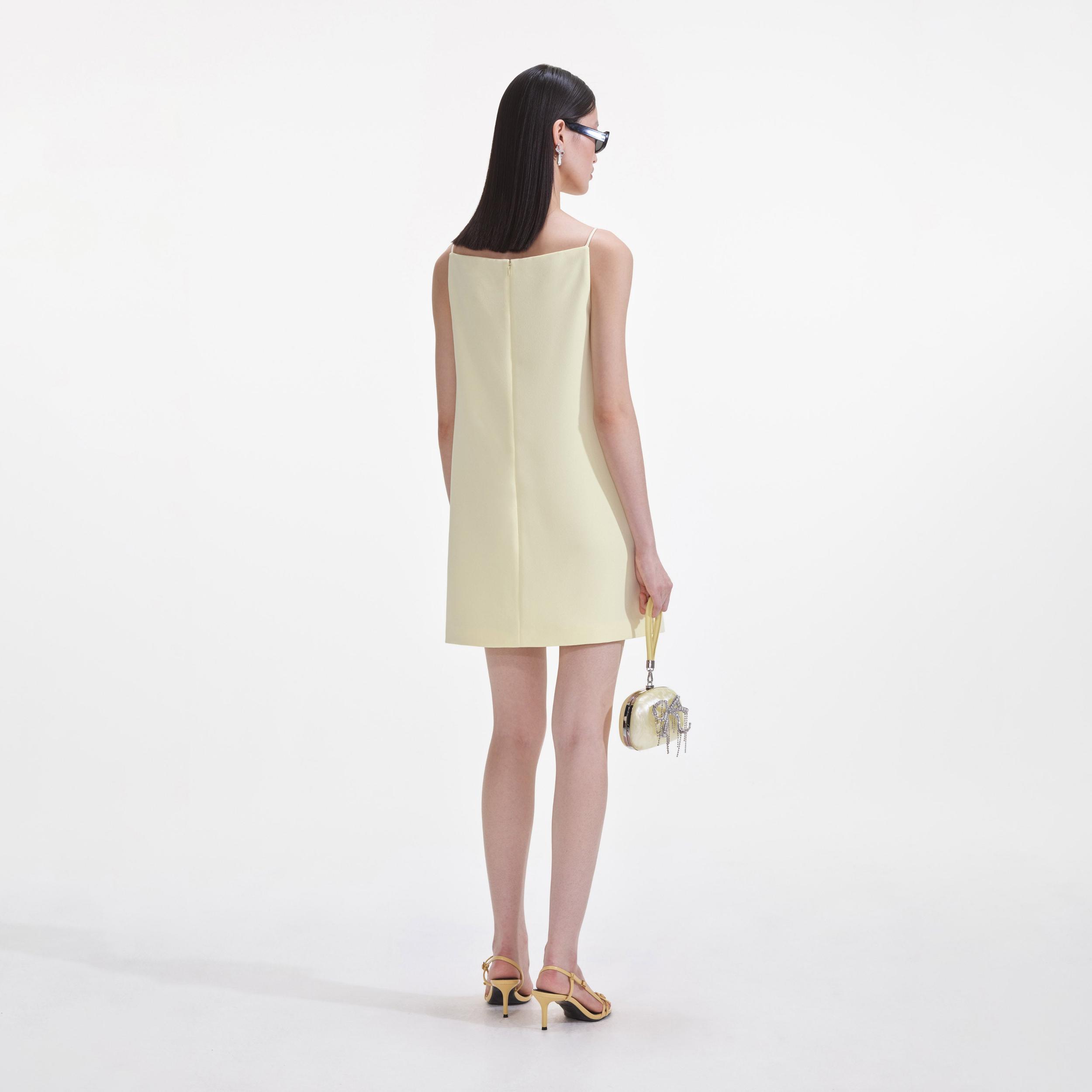 Yellow Crepe Flower Mini Dress Product Image