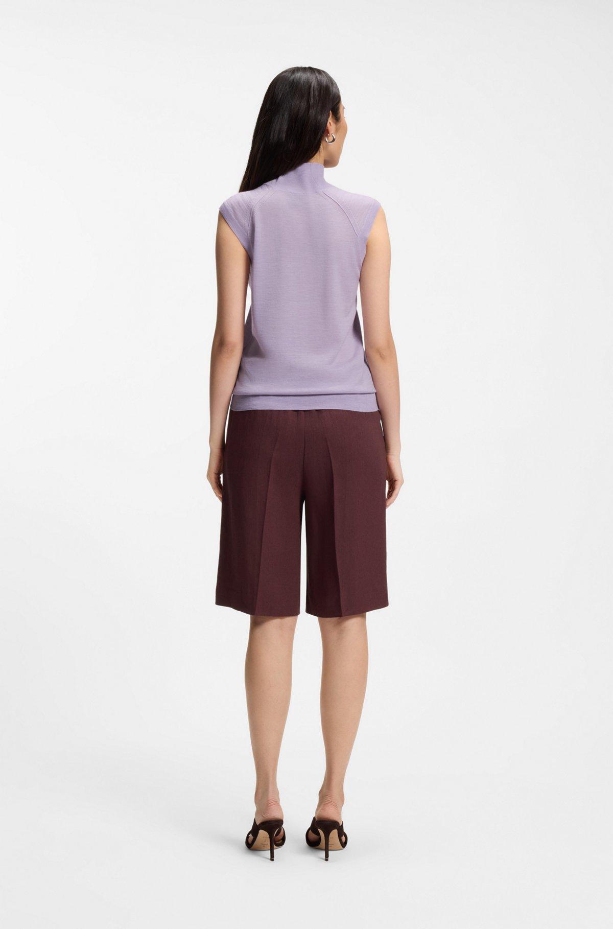 Sleeveless top in merino wool with mock neck Product Image