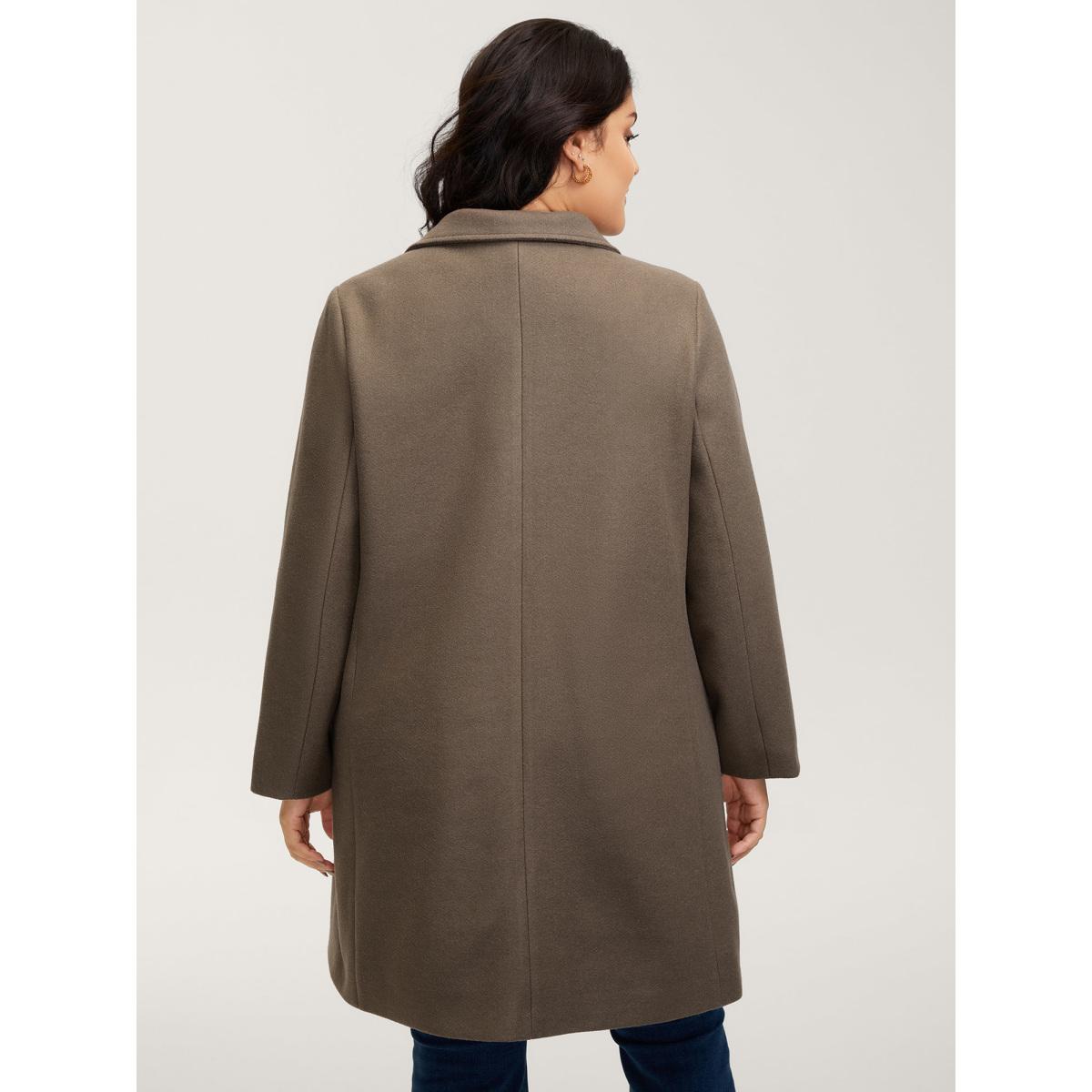 Plus Size Double-Breasted Pockets Notched Lapels Coat Women LightBrown Timeless Button Ladies Elegant Winter Coats BloomChic 26/4X Product Image