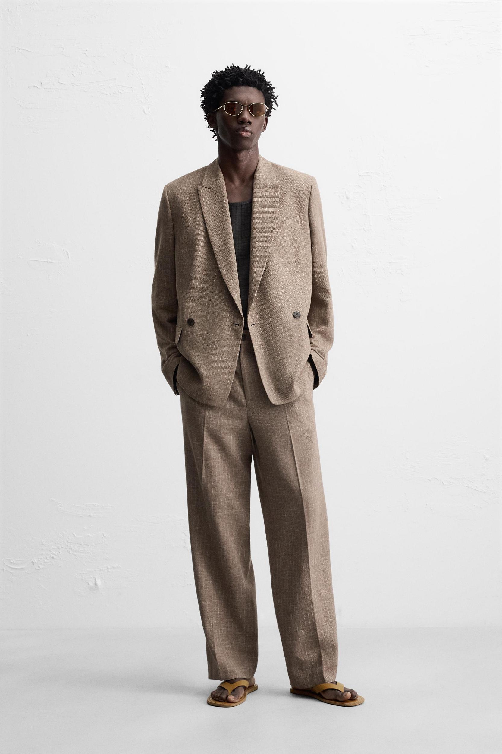 STRIPED TEXTURED SUIT BLAZER Product Image