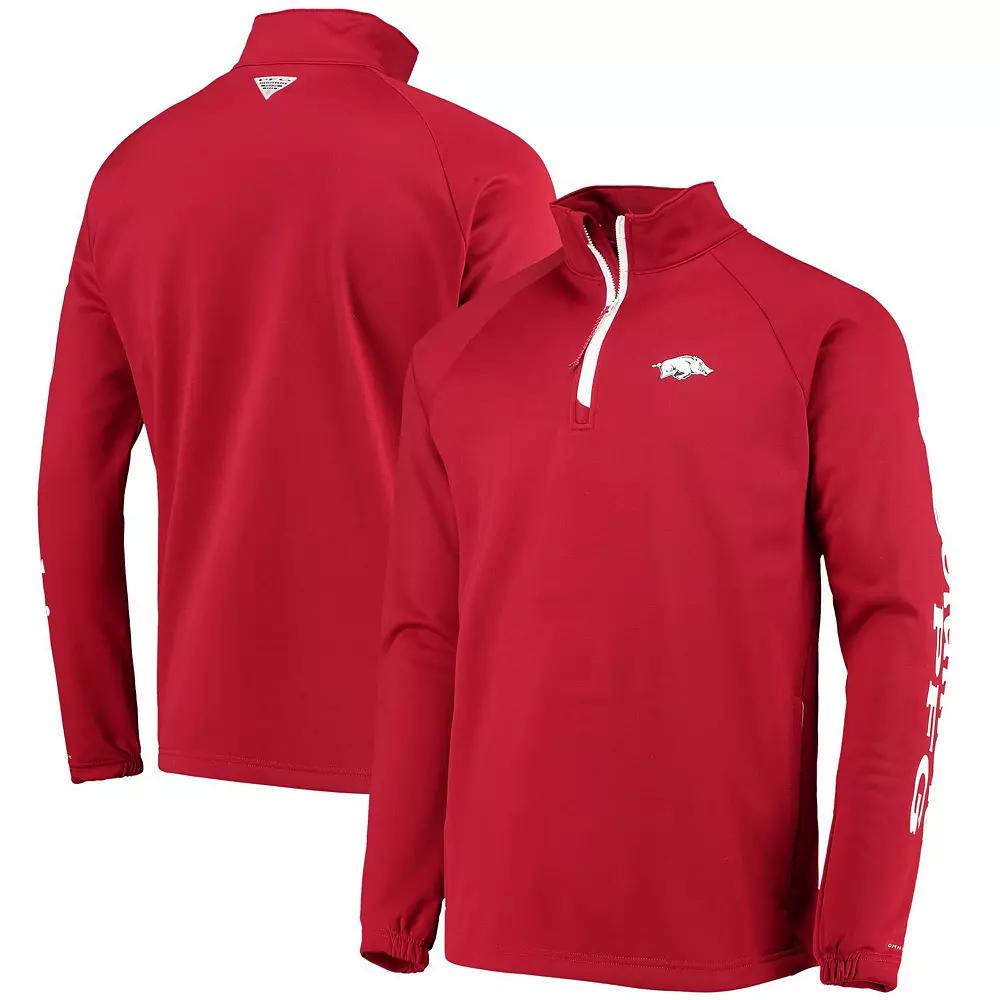 Men's Columbia Cardinal Arkansas Razorbacks Terminal Tackle Fleece Raglan Omni-Shade Quarter-Zip Jacket, Size: Medium, Red Product Image