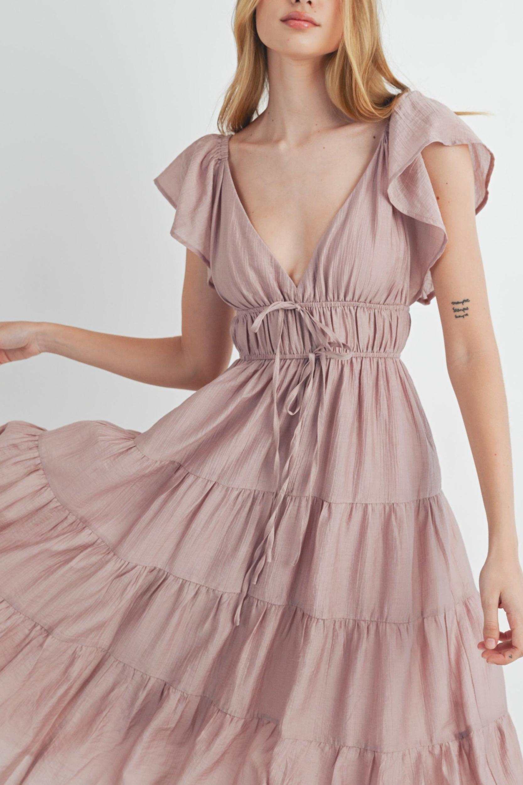 Ruffle Sleeve Summer Midi Dress Product Image