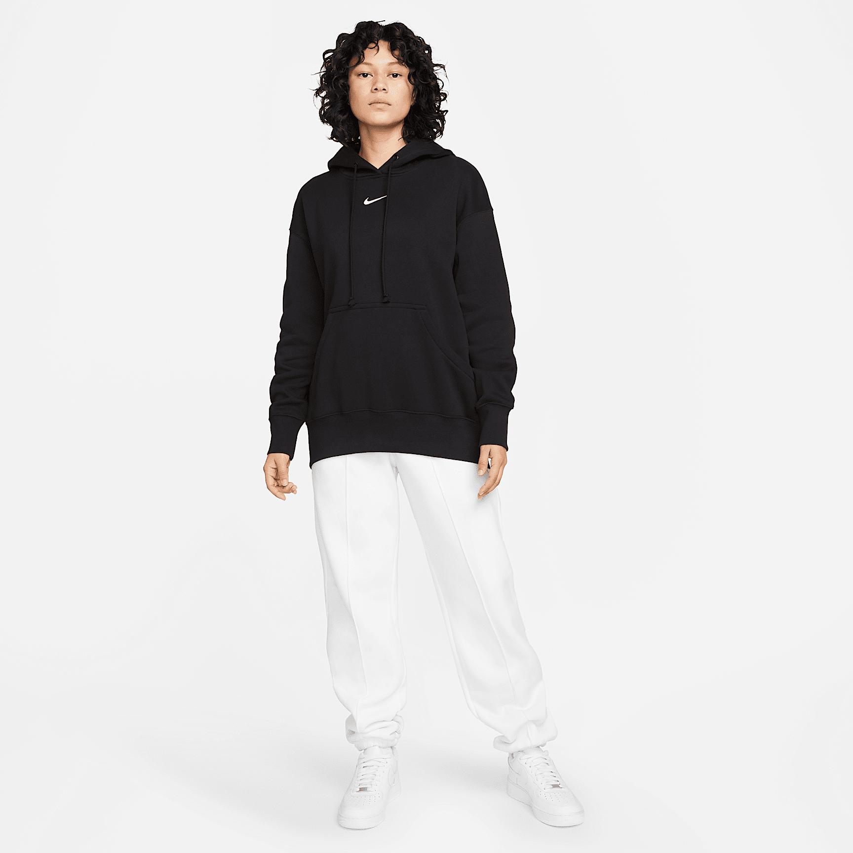 Nike Womens Nike Phoenix Fleece OS Pullover Hoodie - Womens Black/White Product Image