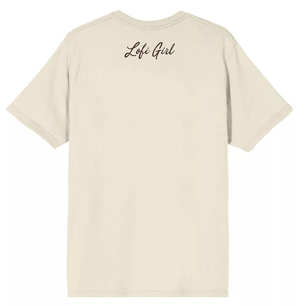 Men's LOFI Girl Orange Cat Napping Short Sleeve Graphic Tee,  Product Image