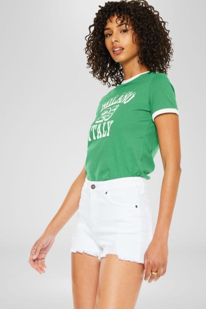 High Rise White Denim Shorts Product Image