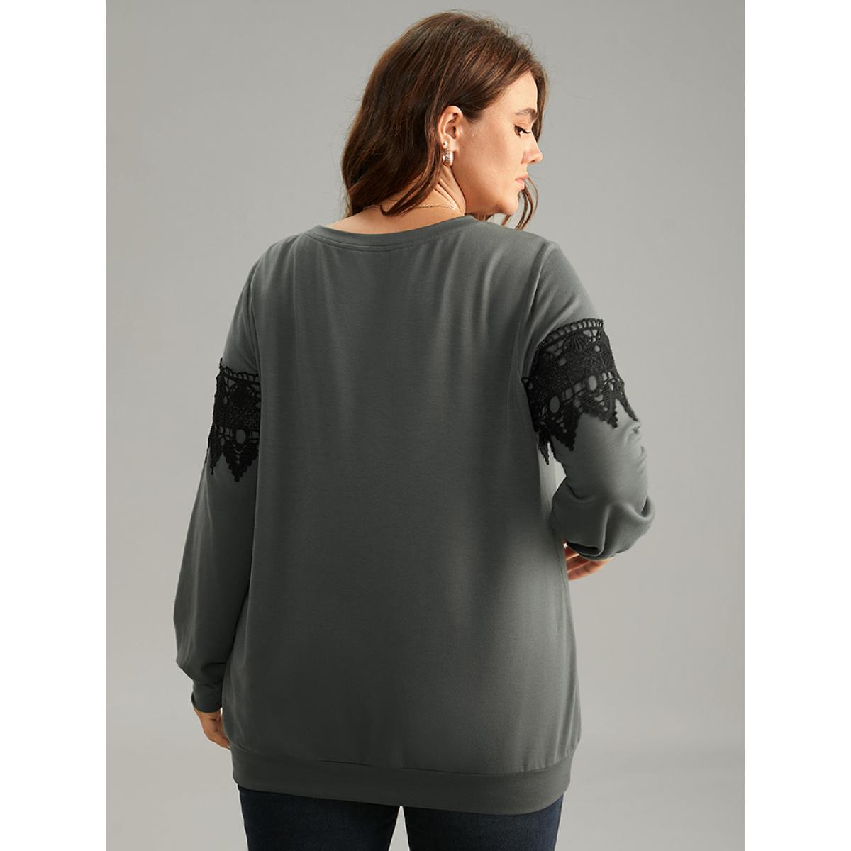 Plus Size Solid Pleated Detail Elastic Cuffs Sweatshirt Women Rust Casual Elastic cuffs Round Neck Dailywear Sweatshirts BloomChic 12/L Product Image