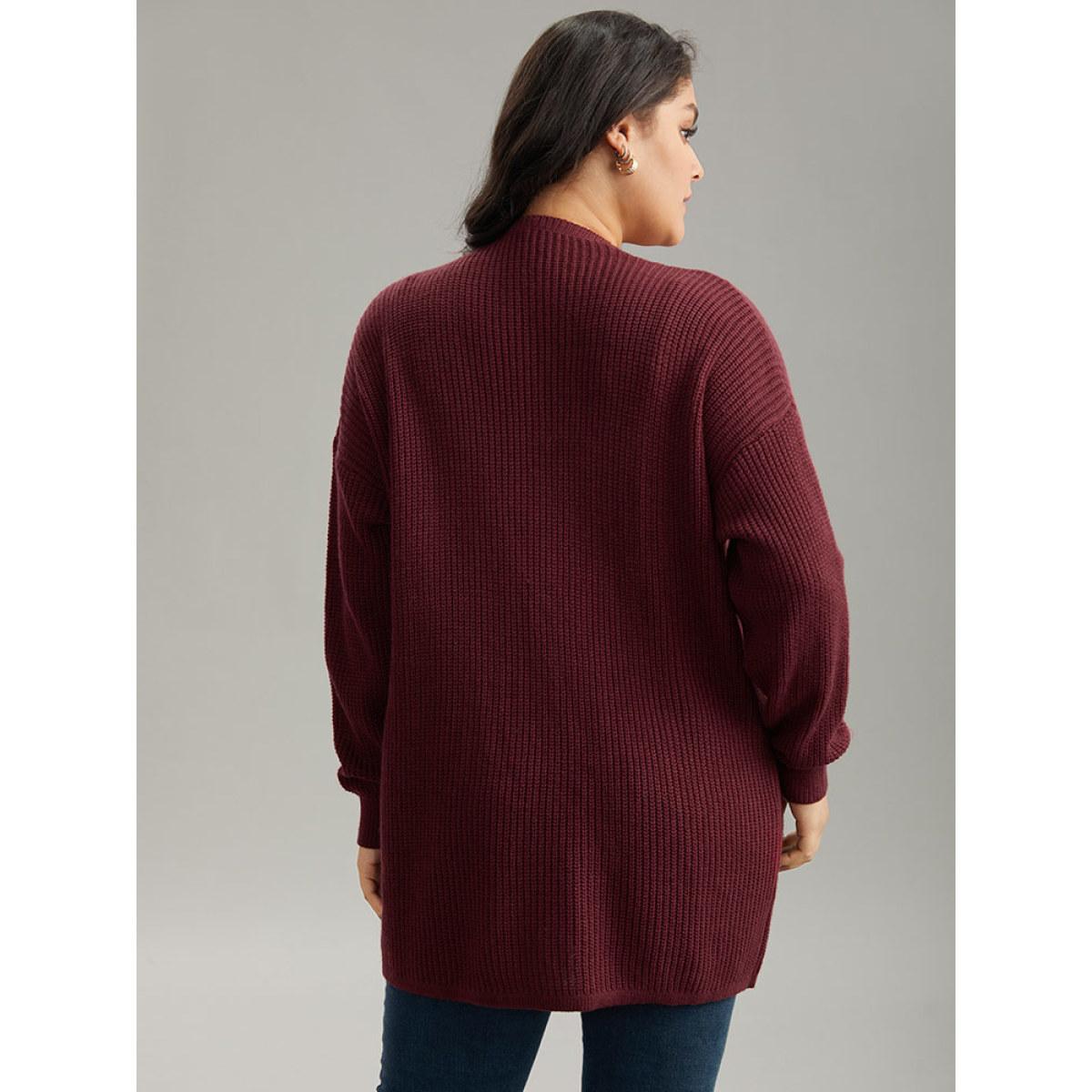 Plus Size Floral Embroidered Open Front Cardigan Scarlet Women Casual Loose Long Sleeve Dailywear Cardigans BloomChic 26/4X Product Image