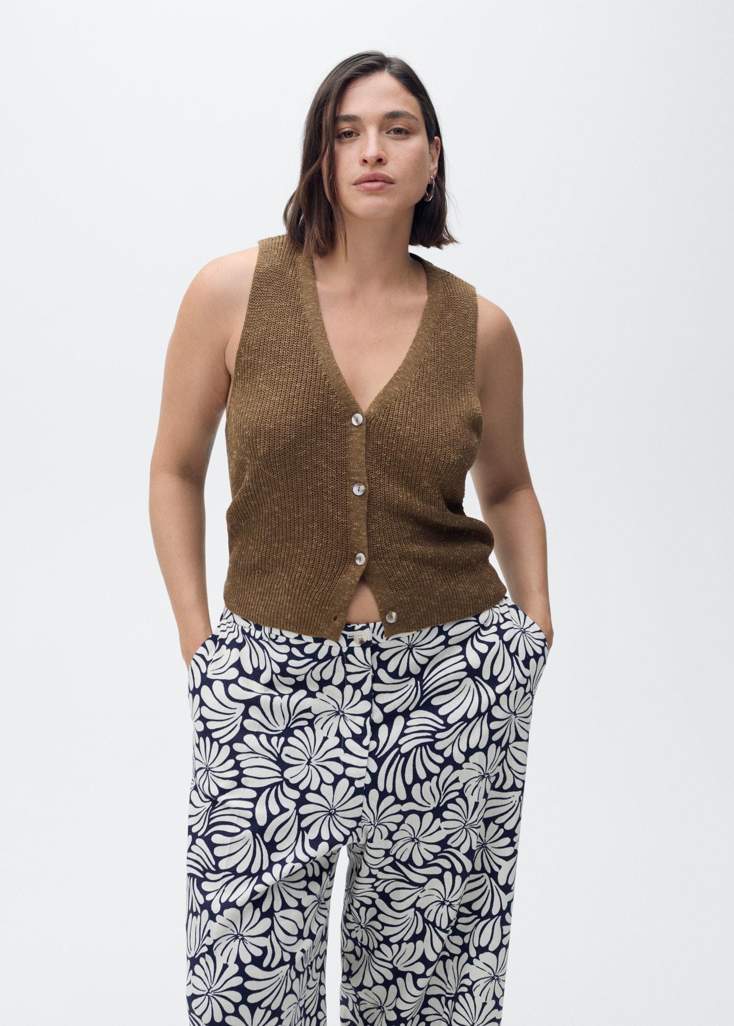 Floral linen pants - Women | MANGO USA Product Image