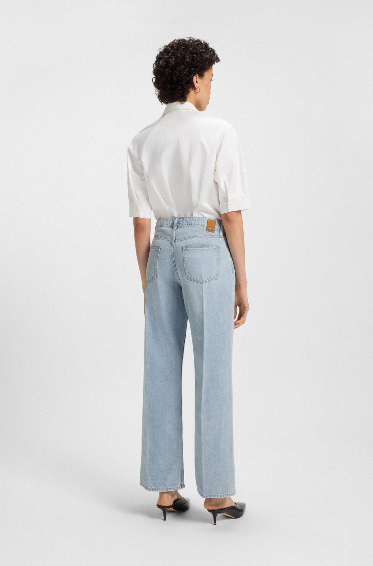 Wide-leg jeans in blue rigid denim Product Image