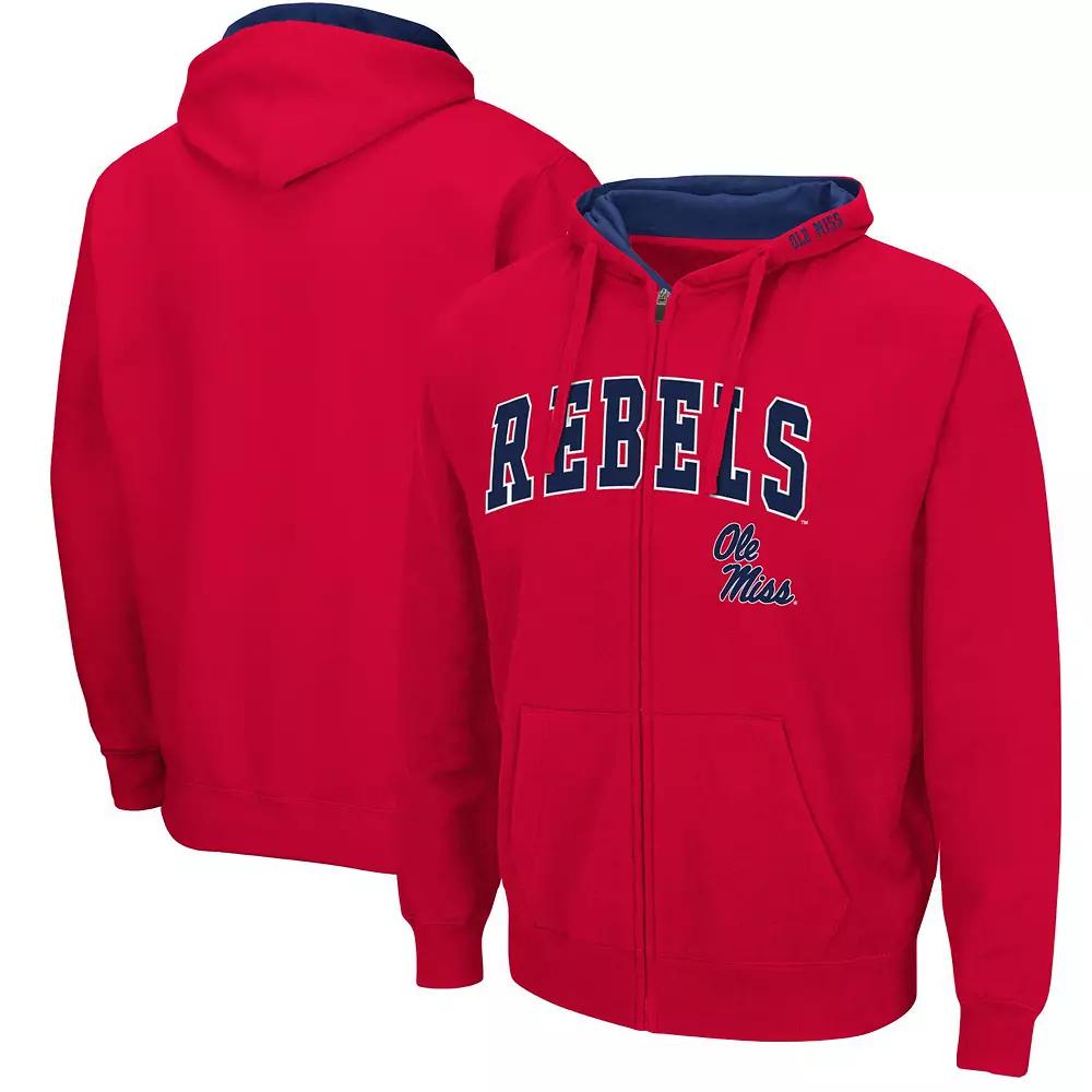 Men's Colosseum Red Ole Miss Rebels Arch & Logo 3.0 Full-Zip Hoodie,  Product Image