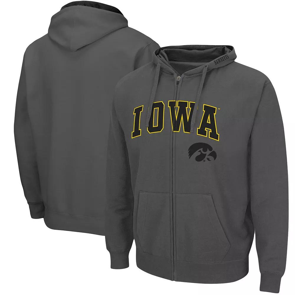 Men's Colosseum Charcoal NDSU Bison Arch & Logo 3.0 Full-Zip Hoodie,  Product Image