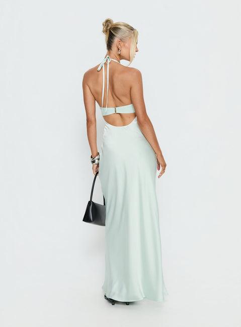 Odyssa Halter Maxi Dress Mint Green Product Image