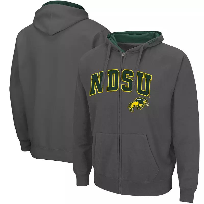 Men's Colosseum Charcoal NDSU Bison Arch & Logo 3.0 Full-Zip Hoodie,  Product Image