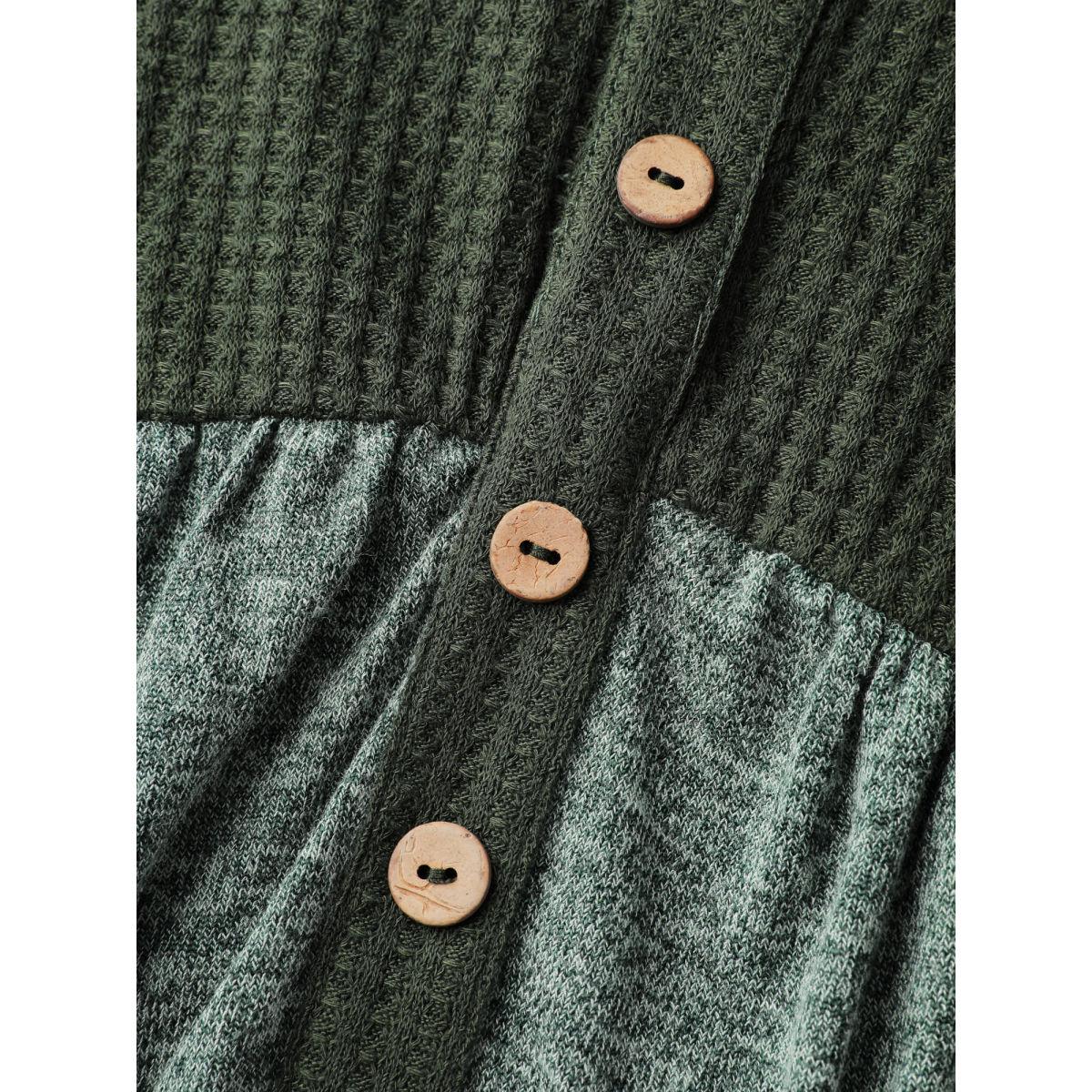 Plus Size Textured Drop Shoulder Patchwork Knit Dress Teal Women Knit Dresses Bloomchic 26/4X Product Image