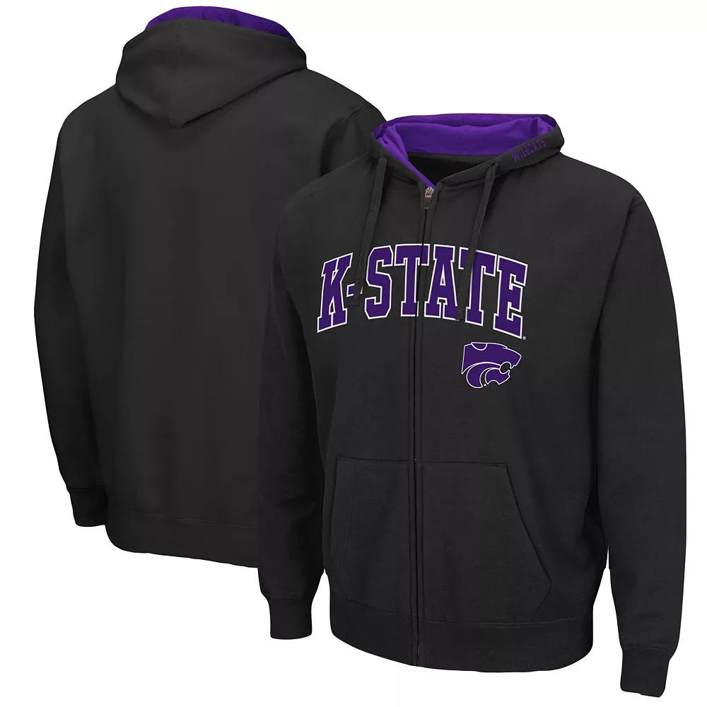 Men's Colosseum Black Kansas State Wildcats Arch & Logo 3.0 Full-Zip Hoodie,  Product Image