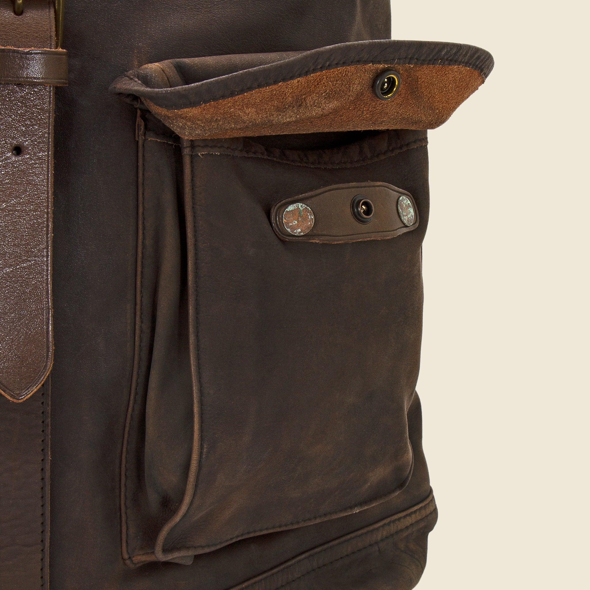 Leather Rucksack - Black Over Brown Product Image