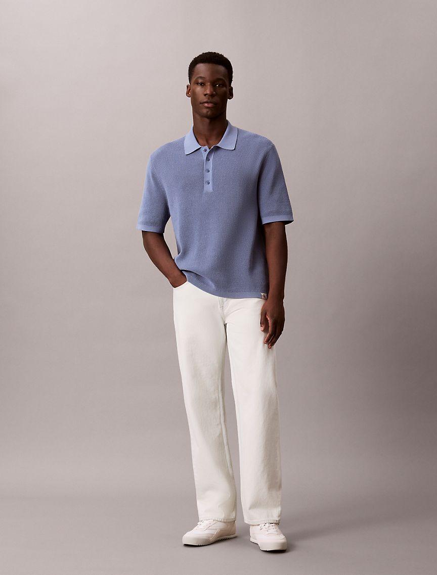 Waffle Cotton Polo Sweater Product Image