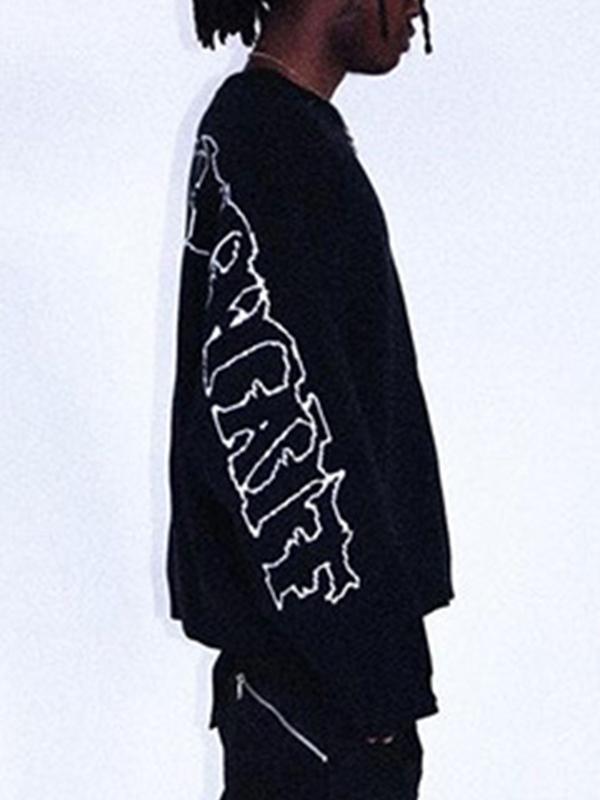 Men's Hip Pop Letter Print Crew Neck Sweater Product Image