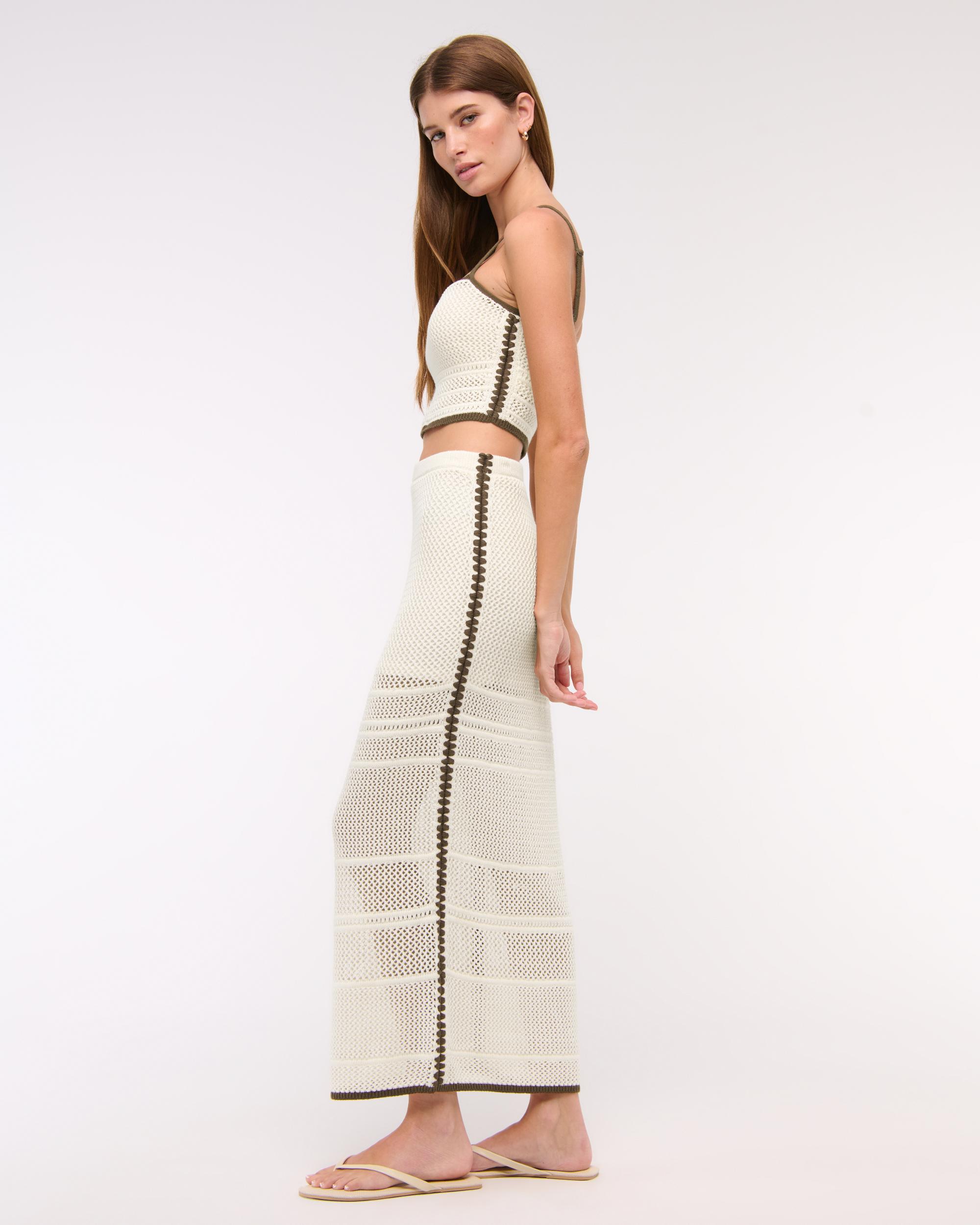 Mid Rise Crochet-Style Maxi Skirt Product Image