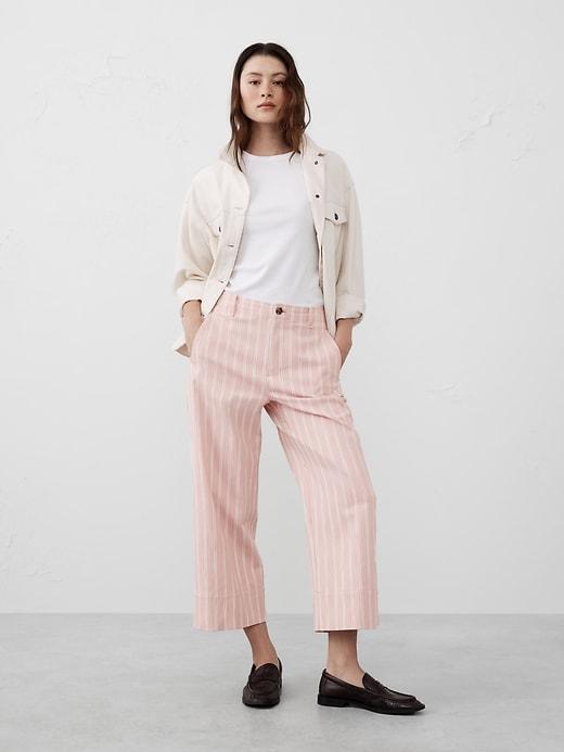Twill Wide-Leg Crop Pant Product Image