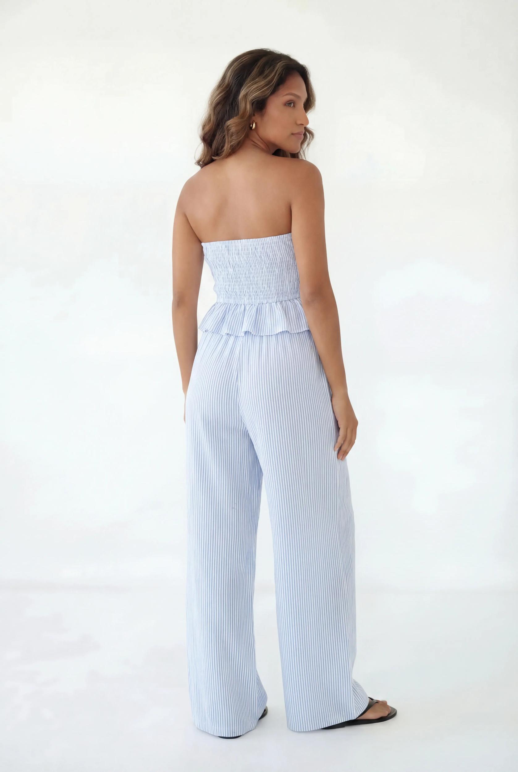 Bow Front Tube Top & Wide Leg Pant Set Female Product Image