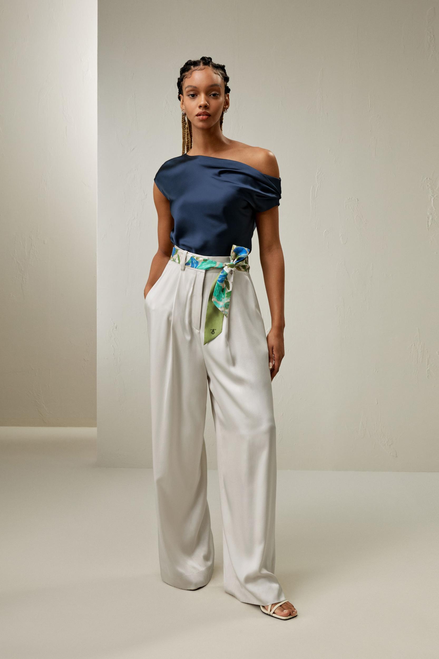 LILYSILK Female One Shoulder Silk Top - Silvergray Premium Silk - Perfect Wardrobe Staples Cowl Neck Silk Top 10 Product Image