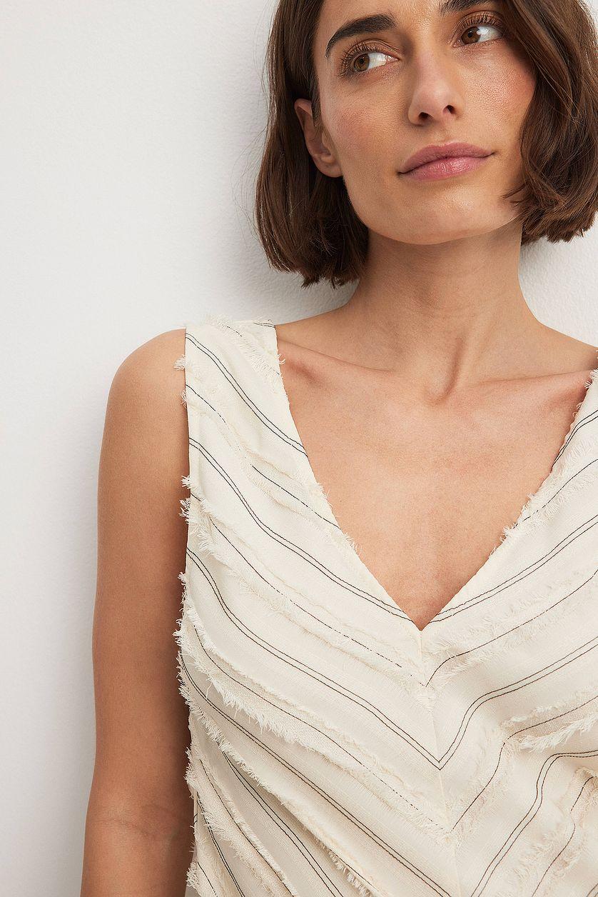 Fringed Sleeveless Maxi Dress Offwhite Product Image